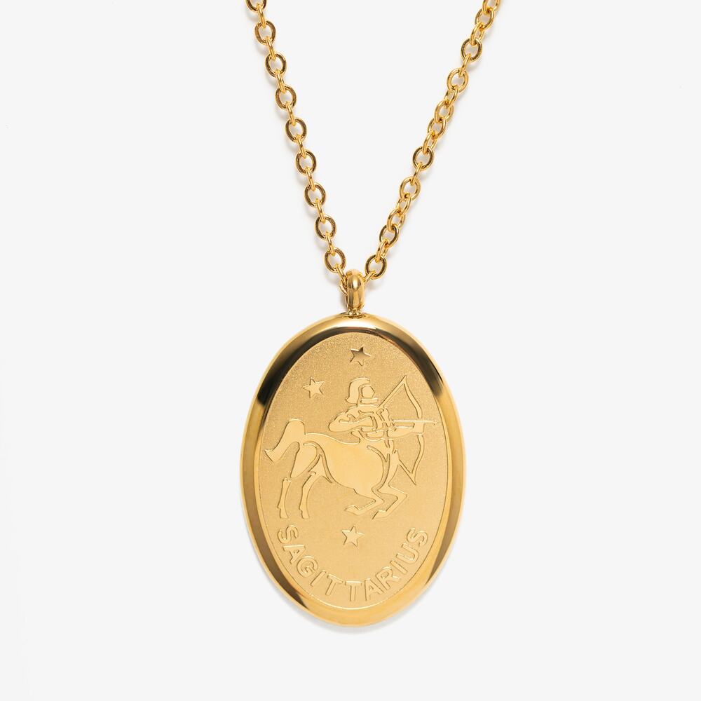 Sagittarius Zodiac Pendant Necklace 18K Gold Plated Astrology Gift‎ For H…
